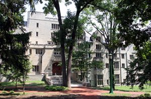 This picture shows Morrison Hall, the building that houses the Kinsey Institute for Research in Sex, Gender, and Reproduction.