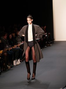 This picture shows a very thin model on the runway.