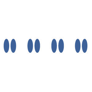 This digital image contains four groups of two blue dots aranged horizontally.
