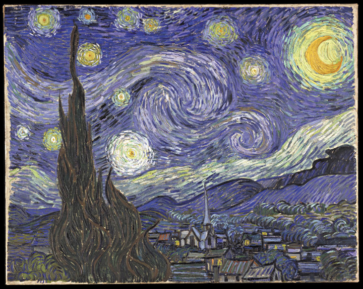 This picture shows Vincent van Gogh's painting entitled "Starry Night."